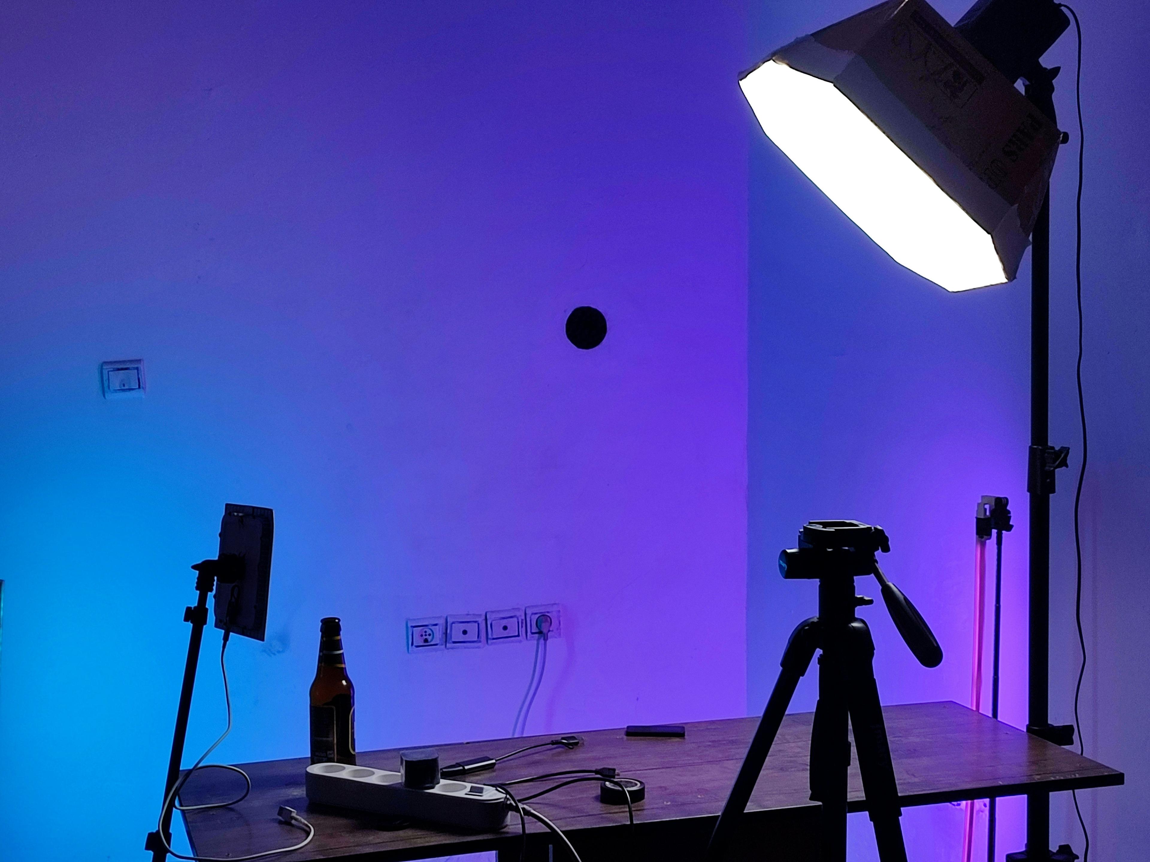 Studio lighting and camera setup
